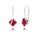 7MM Princess Cut Drop Earrings in 925 Silver