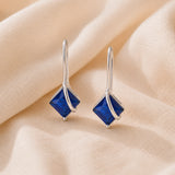 7MM Princess Cut Drop Earrings in 925 Silver
