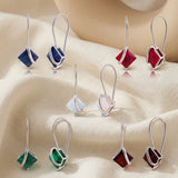 7MM Princess Cut Drop Earrings in 925 Silver
