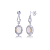 Halo Birthstone Dangle Earrings in 925 Silver