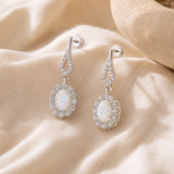 Halo Birthstone Dangle Earrings in 925 Silver