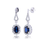 Halo Birthstone Dangle Earrings in 925 Silver