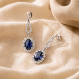 Halo Birthstone Dangle Earrings in 925 Silver