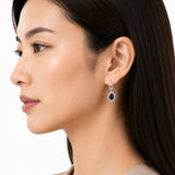 Halo Birthstone Dangle Earrings in 925 Silver