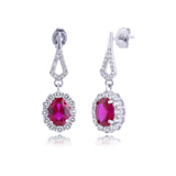 Halo Birthstone Dangle Earrings in 925 Silver