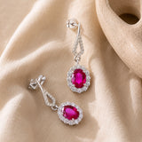 Halo Birthstone Dangle Earrings in 925 Silver