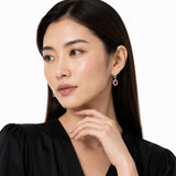 Halo Birthstone Dangle Earrings in 925 Silver