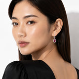 Halo Birthstone Dangle Earrings in 925 Silver
