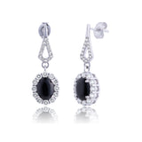 Halo Birthstone Dangle Earrings in 925 Silver
