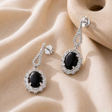 Halo Birthstone Dangle Earrings in 925 Silver