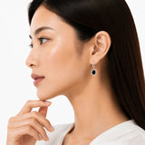 Halo Birthstone Dangle Earrings in 925 Silver
