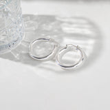 Thick Round Hoop Earrings in 925 Silver
