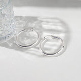 Thick Round Hoop Earrings in 925 Silver