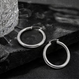 Thick Round Hoop Earrings in 925 Silver