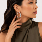 Thick Round Hoop Earrings in 925 Silver