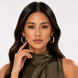 Thick Round Hoop Earrings in 925 Silver