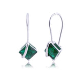 7MM Princess Cut Drop Earrings in 925 Silver