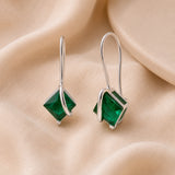 7MM Princess Cut Drop Earrings in 925 Silver