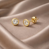 Martini Style 0.5 carat Solitaire Lab Diamond Studs in 14k Gold, IGI Certified