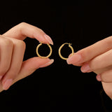 Yellow Textured Round Hoops in 14K Gold