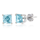 5mm Princess Cut Gemstone Square Stud Earrings in 10K Gold