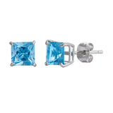 5mm Princess Cut Gemstone Square Stud Earrings in 10K Gold