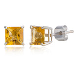 5mm Princess Cut Gemstone Square Stud Earrings in 10K Gold