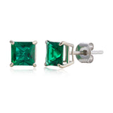 5mm Princess Cut Gemstone Square Stud Earrings in 10K Gold