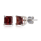 5mm Princess Cut Gemstone Square Stud Earrings in 10K Gold