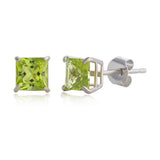 5mm Princess Cut Gemstone Square Stud Earrings in 10K Gold