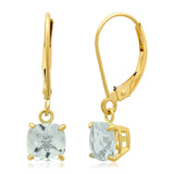 6mm Cushion Gemstone Drop Earrings in 10K Gold