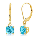6mm Cushion Gemstone Drop Earrings in 10K Gold