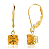 6mm Cushion Gemstone Drop Earrings in 10K Gold