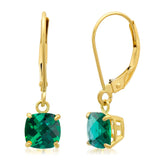 6mm Cushion Gemstone Drop Earrings in 10K Gold