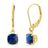 6mm Cushion Gemstone Drop Earrings in 10K Gold