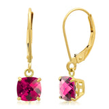 6mm Cushion Gemstone Drop Earrings in 10K Gold