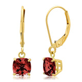 6mm Cushion Gemstone Drop Earrings in 10K Gold