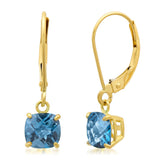 6mm Cushion Gemstone Drop Earrings in 10K Gold