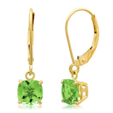 6mm Cushion Gemstone Drop Earrings in 10K Gold
