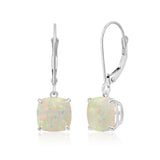 8mm  Gold Cushion Cut Dangler Earrings in 14k