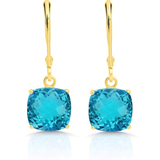 8mm  Gold Cushion Cut Dangler Earrings in 14k