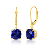 8mm Cushion Cut Gemstone Dangle Earrings in 10K Gold