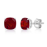 Cushion-Cut Solitaire Gemstone Studs in 14k Gold