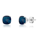 6mm Cushion Cut Gemstone Earrings in 925 Silver