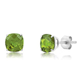 6mm Cushion Cut Gemstone Earrings in 925 Silver