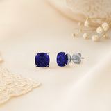 Cushion-Cut Solitaire Gemstone Studs in 14k Gold