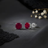 Cushion-Cut Solitaire Gemstone Studs in 14k Gold
