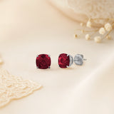 Cushion-Cut Solitaire Gemstone Studs in 14k Gold