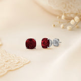 Cushion-Cut Solitaire Gemstone Studs in 14k Gold