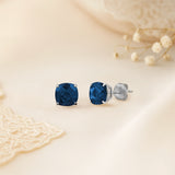 Cushion-Cut Solitaire Gemstone Studs in 14k Gold